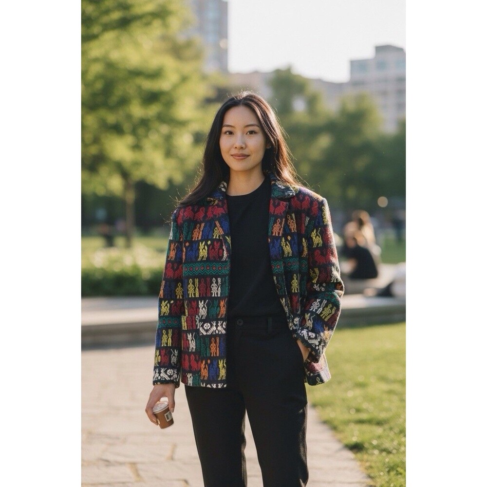Vintage Tapestry Handwoven Guatemalan Jacket, Size Medium